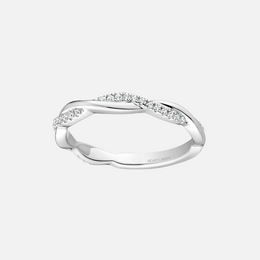 14k White Gold Stackable Twist Diamond Wedding Band