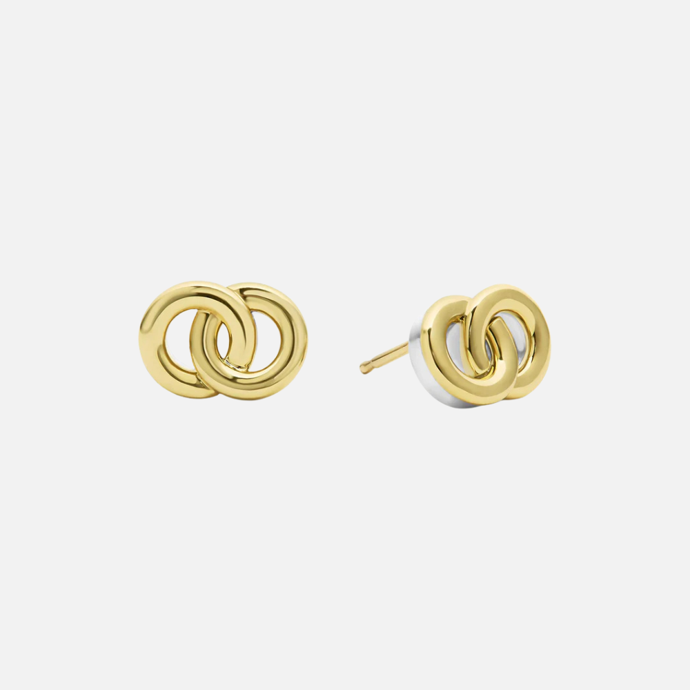 LAGOS Two-Tone Interlocking Stud Earrings
