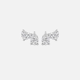 Heart and Pear-Shaped Diamond Stud Earrings