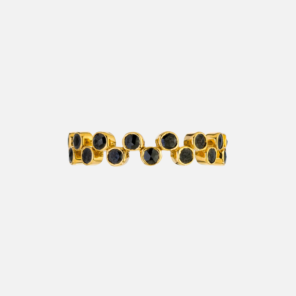 Sethi Couture Zig Zag Black Diamond Gold Band in yellow gold at Razny Jewelers