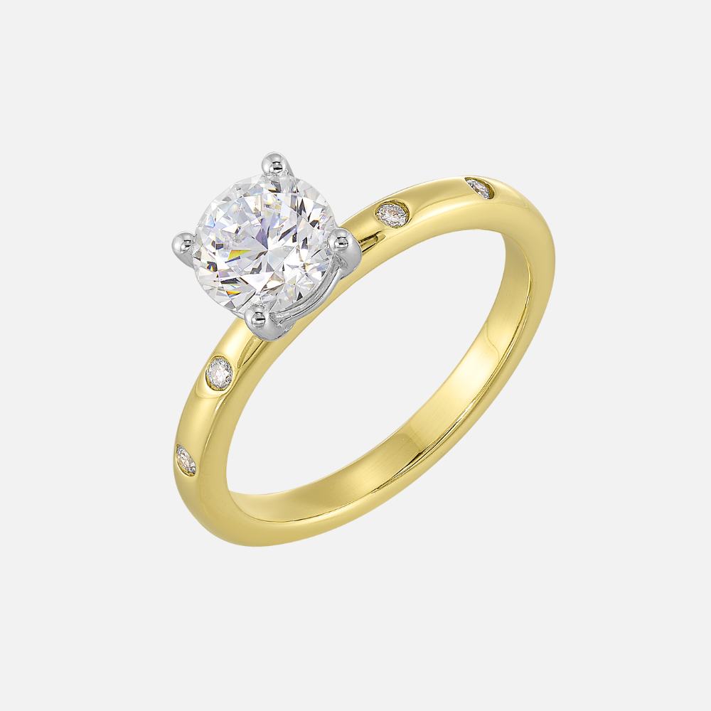 Perfect Love 14k White and Yellow Gold Semi-Mount With Round Diamond Accents