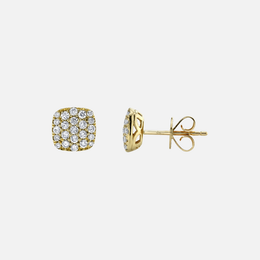 Yellow Gold Diamond Pave Stud Earrings
