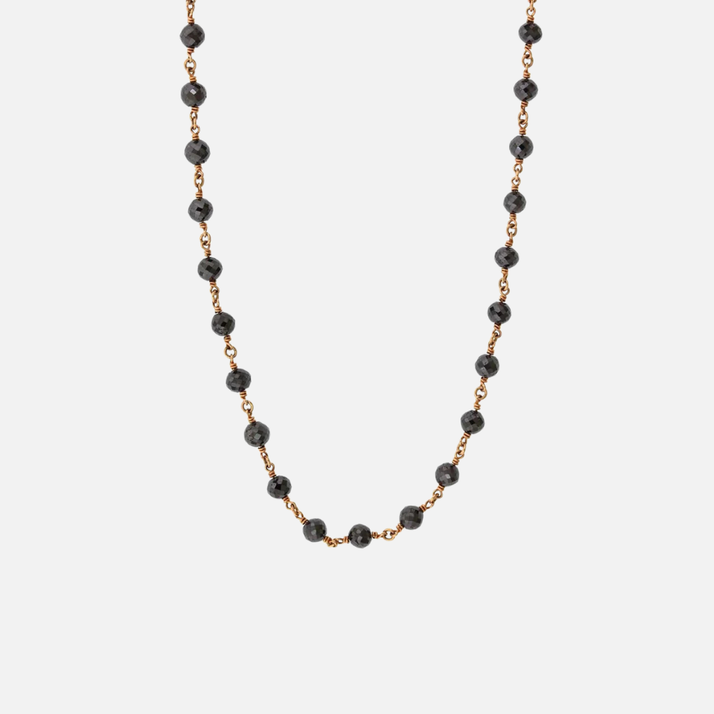 Etho Maria Black Diamond Bead Rose Gold Necklace