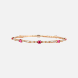 Beach Extensible Ruby and Diamond Rose Gold Stretch Tennis Bracelet