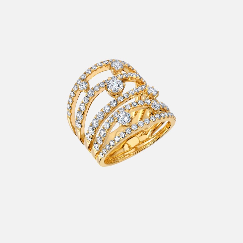 Diamond Rio Cage Ring in 18k Yellow Gold by Graziela Gems