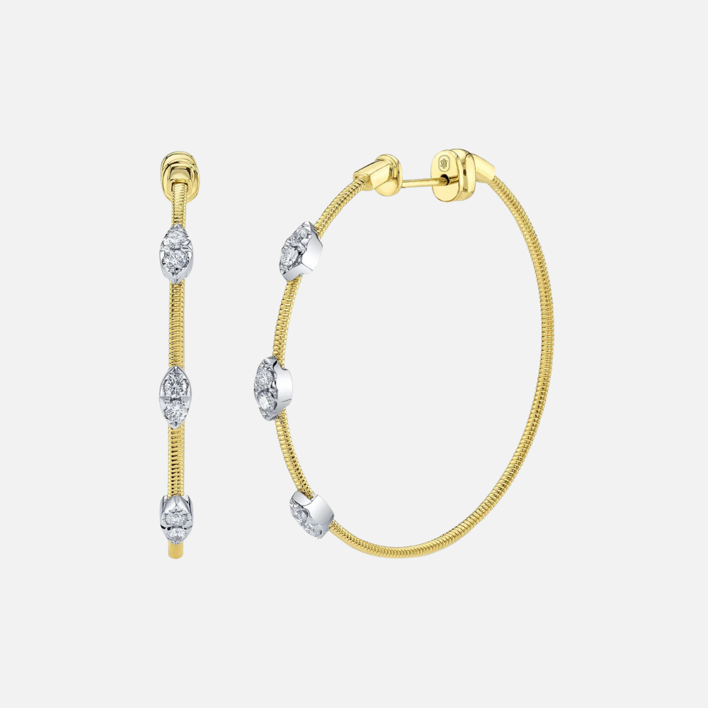 Shy Creation Marquise Station Diamond Hoop Earrings