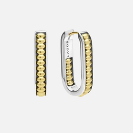 Two-Tone Beaded Linear Hoop Earrings