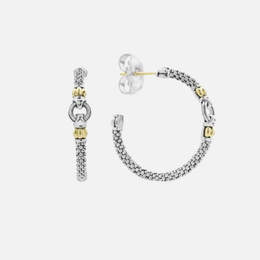 Two-Tone Caviar Hoop Earrings