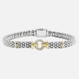 Two-Tone Diamond Circle Caviar Bracelet