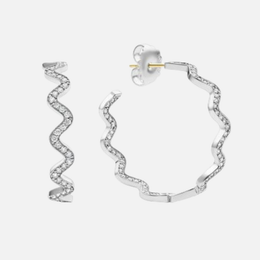 Large Wave Diamond Hoop Earrings