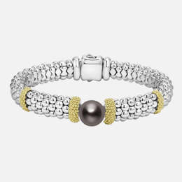 Two-Tone Tahitian Black Pearl Caviar Bracelet