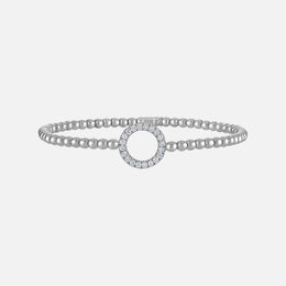 Pave Circle Beaded Stretch Bracelet