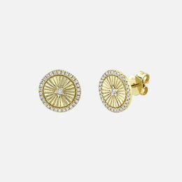 Diamond Star Circle Gold Stud Earrings