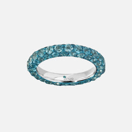 Blue Rhodium Band with Swiss Blue Topaz
