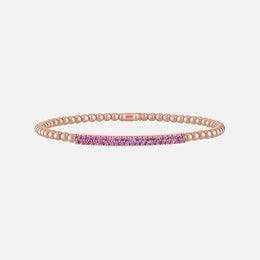 Pink Sapphire Bar Beaded Stretch Bracelet