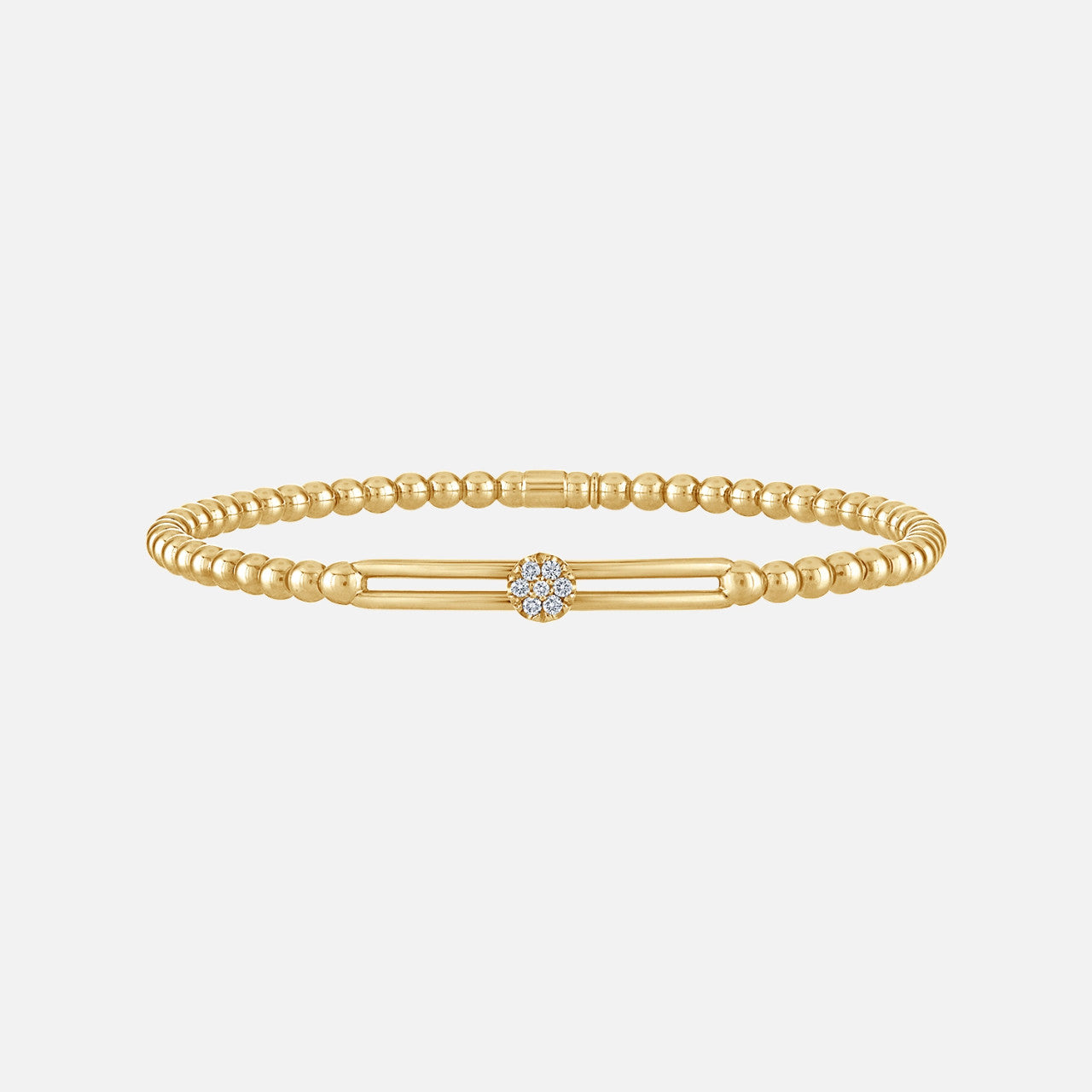 Tresore Diamond Cluster Beaded Stretch Bracelet in yellow gold