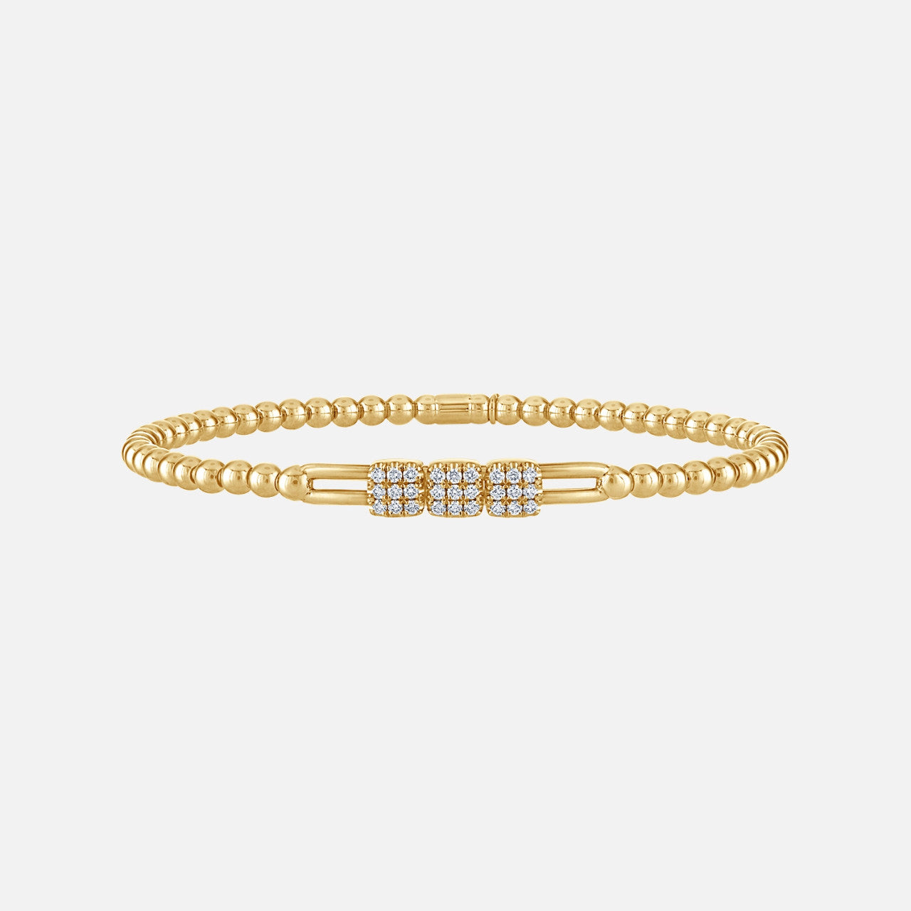 Hulchi Belluni Triple Diamond Square Beaded Stretch Bracelet in Yellow Gold