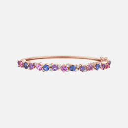 Watercolor Sapphire Cluster Bangle Bracelet