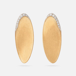 Gold Medium Statement Stud Earrings with Diamond Pavé