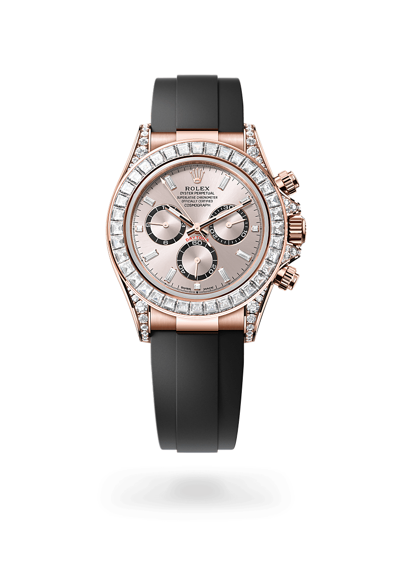 Rolex Cosmograph Daytona in Everose Gold andSundust, bright black counter rings set with diamonds Dial, M126535TBR-0002 | Razny Jewelers