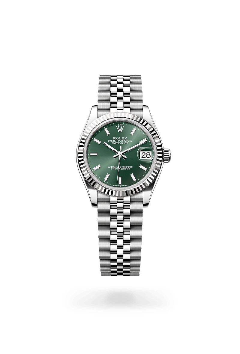 Rolex Datejust 31 in White Rolesor and Mint Green Dial, M278274-0018 | Razny Jewelers