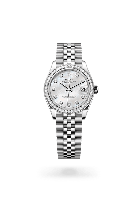 Rolex Datejust in White Rolesor and White mother-of-pearl set with diamonds Dial, M278384rbr-0008 | Razny Jewelers