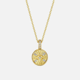 Petite Round Starburst Medallion Diamond Necklace