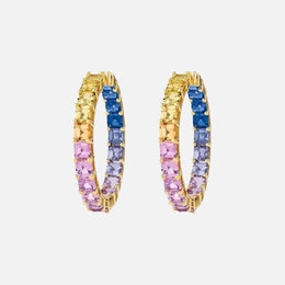 Rainbow Sapphire Hoop Earrings