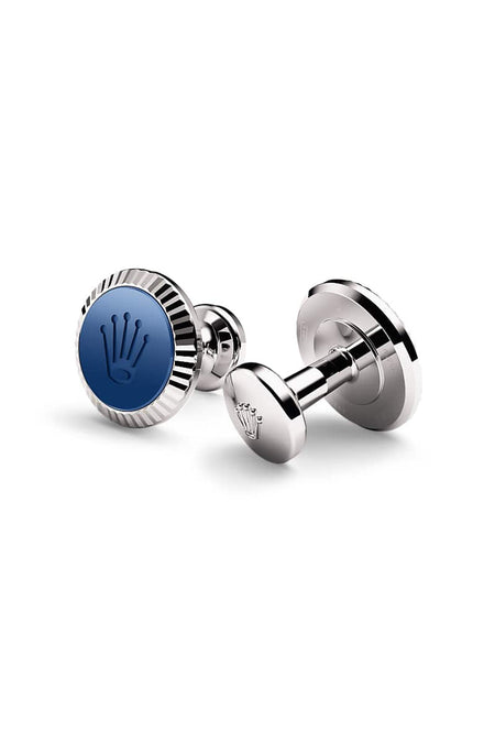 Rolex ‘Fluted’ cufflinks in 18kt white gold, A1039 at Razny Jewelers