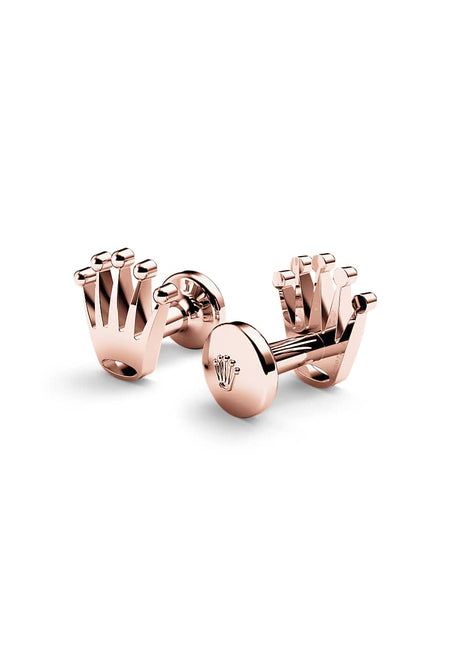 Rolex ‘Crown’ cufflinks in 18kt everose gold, A1015 at Razny Jewelers