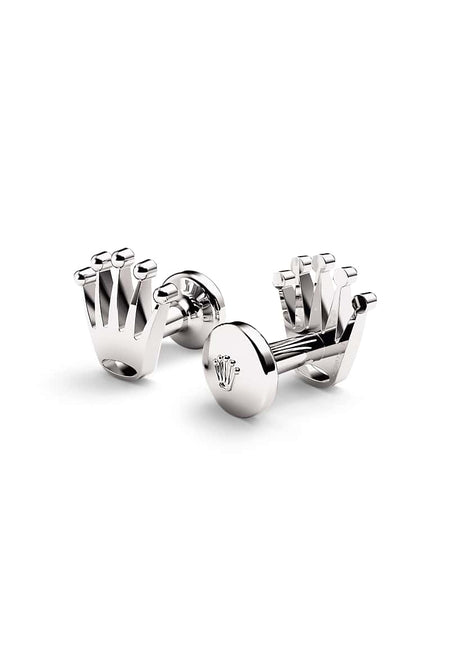Rolex ‘Crown’ cufflinks in 18kt white gold, A1019 at Razny Jewelers