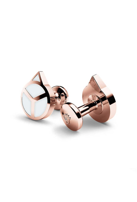 Rolex ‘Hand’ cufflinks in 18kt everose gold, A1025 at Razny Jewelers
