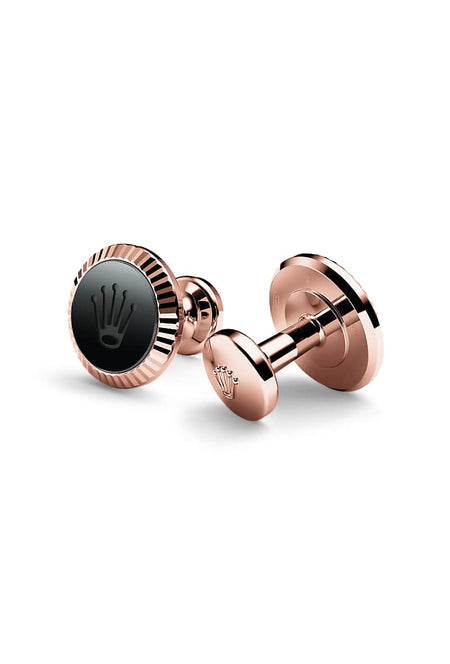 Rolex ‘Fluted’ cufflinks in 18kt everose gold, A1035 at Razny Jewelers